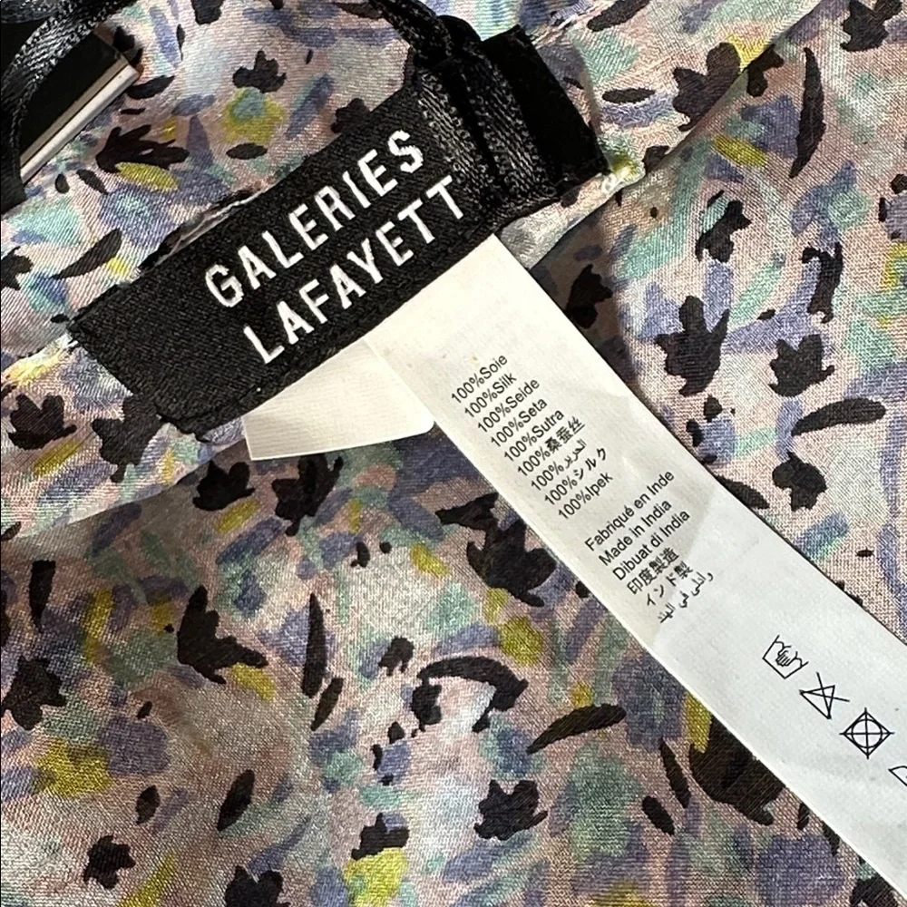 NWT! Galeries Lafayette Colorful Floral Silk Scarf!
